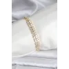 14K Gold Renk Kaplama Başak Model Zirkon Taşlı CM Kadın Bileklik