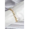 14K Gold Renk Kaplama Lazerli Zincir Model CM Kadın Bileklik