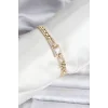 14K Gold Renk Kaplama Zirkon Kare Taşlı CM Kadın Bileklik