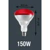 150W Kızılötesi (infrared) Isıtıcılı Hayvan Isıtma ve Kuluçka Lambası (Kırmızı Işık) E27 (Kalın Duy)