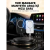 15W Kablosuz Şarj Destekli MagSafe Araç Tutucu Havalandırma Klipsli