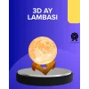 16 Renkli 3D Baskılı Ay Lambası Ahşap Standlı