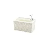 18.4X12.5X9CM BEYAZ YAYLI MASAÜSTÜ DEKORATİF DİKDÖRTGEN PEÇETELİK (5047)