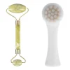 2'li Set Çift Taraflı Cilt Temizleme Fırçası ve Yeşim Taşı Çift Taraflı Cilt Masaj Aleti (5047)