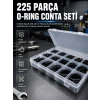 225 Parça O-Ring Conta Seti 18 Farklı Ölçü Kauçuk Sızdırmazlık Conta Organizer Kutulu