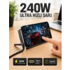 240W Type-C Telefon Standlı Örgülü Şarj ve Data Kablosu