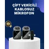 2in1 Kablosuz Yaka Mikrofonu iOS ve Android Uyumlu