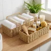 2’li Duvar Askılı Plastik Rattan Organizer – Dikdörtgen Hasır Görünümlü Mutfak Raf Sepeti, Banyo ve Ev İçi Düzenleme Ünitesi