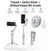 3 Eksen Telefon Gimbal Stabilizer Yapay Zeka Takipli Katlanabilir Dahili Dolgu Işıklı Video Sabitleyici