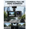 3 Kanallı Araç DVR – Ön + İç + Arka Kamera ile Tam Kapsama, Yüksek Güvenlik Yeni Nesil