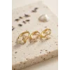 3 lü Set Çiçek Model Gold Renk Kadın Küpe
