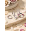 3 lü Set Gümüş Renk Çiçek Model Küpe