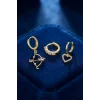3 lü Set Küpe Gold Renk Eros Yay Detaylı