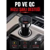3 Portlu Araç İçi Şarj Adaptörü Çift PD Type-C ve QC3.0 USB Çıkışlı