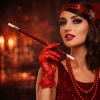 30 cm Kırmızı Payetli Sigara Tutacağı – 1920’ler Gatsby Parti Aksesuarı (5047)