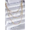 316L Çelik Gold Renk 3lü Minimal Toplu Kadın Kolye