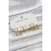 316L Çelik Gold Renk 6lı Set Geometrik Model Kadın Küpe