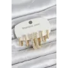 316L Çelik Gold Renk 6lı Set Zirkon Taşlı Kadın Küpe