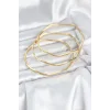 316L Çelik Gold Renk 65 mm Ajda Zikzak Model 3lü Kadın Bileklik