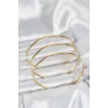 316L Çelik Gold Renk 65 mm Ajda Zikzak Model 3lü Kadın Bileklik