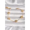 316L Çelik Gold Renk Baby Boy Yonca Model İşleme Detay Kadın Bileklik