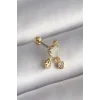 316L Çelik Gold Renk Beyaz Mineli Kalp Sallantı Zirkon Taşlı Tragus Piercing