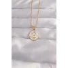 316L Çelik Gold Renk Beyaz Mineli Karışık Figürlü Tarot Kolye