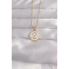 316L Çelik Gold Renk Beyaz Mineli Karışık Figürlü Tarot Kolye