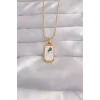 316L Çelik Gold Renk Beyaz Mineli Tarot Kolye