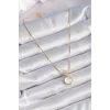 316L Çelik Gold Renk Beyaz Sedefli Vintage Kadın Kolye