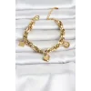 316L Çelik Gold Renk Charmlı Kalın Burgu Model Kadın Bileklik