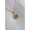 316L Çelik Gold Renk Çiçek Figür Kadın Kolye