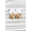 316L Çelik Gold Renk Düğme Model Kadın Küpe