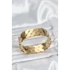 316L Çelik Gold Renk Ezme Zincir Model Kadın Kelepçe Bileklik