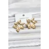 316L Çelik Gold Renk İncili Lotus Model Kadın Küpe