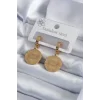 316L Çelik Gold Renk İşleme Detay Kadın Küpe