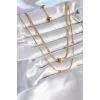 316L Çelik Gold Renk İtalyan Zincir Model Topçuk Detay Kadın Kolye
