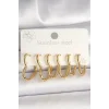 316L Çelik Gold Renk Kalp Model Kadın Küpe Seti