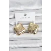 316L Çelik Gold Renk Kare Vintage Kadın Küpe