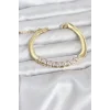 316L Çelik Gold Renk Kare Zirkon Taşlı Yılan Zincirli Kadın Bileklik