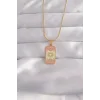 316L Çelik Gold Renk Karışık Mineli Ay Figür Tarot Kolye
