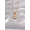 316L Çelik Gold Renk Karışık Mineli Ay Figür Tarot Kolye