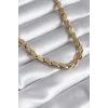 316L Çelik Gold Renk Lazer Kesim Arpa Zincir Model Kadın Kolye