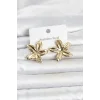 316L Çelik Gold Renk Lotus Çiçeği Model Kadın Küpe