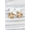 316L Çelik Gold Renk Lotus Çiçek Model Kadın Küpe
