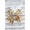316L Çelik Gold Renk Lotus Yaprak Kadın Küpe