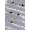 316L Çelik Gold Renk Minimal Siyah Mineli Yonca Kolye