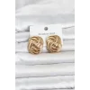 316L Çelik Gold Renk Motif Desen Model Kadın Küpe