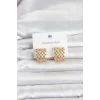 316L Çelik Gold Renk Motif Desenli Halka Kadın Küpe