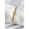 316L Çelik Gold Renk Oval Yazı Yazmaya Uygun Kadın Bileklik